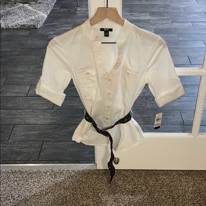 Vintage White short Sleeved collar shirt ✨💫